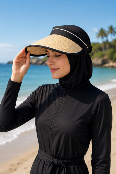tibo Women's Adjustable Straw Visor Hat Summer Beach and Sun Hat