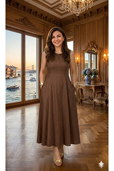 LAPİS Eteği parçalı kolsuz elbise