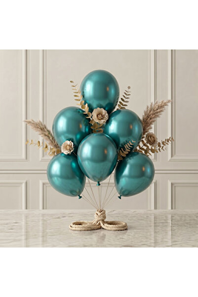 BeySüS Turquoise Color Latex Metallic Balloon (30 cm) - 6 Pieces