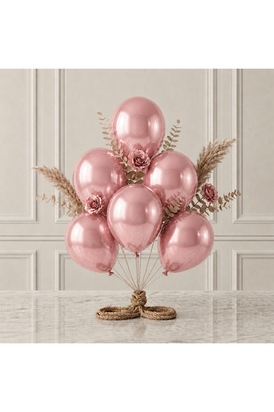 BeySüS Dusty Rose Color Latex Metallic Balloon (30 cm) - 6 Pieces