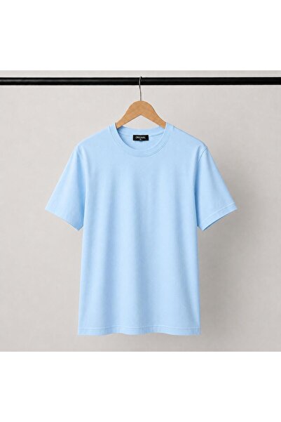 Kuraff Giyim Unisex Basic Cotton T-Shirt with Circular Necklace in Solid Color