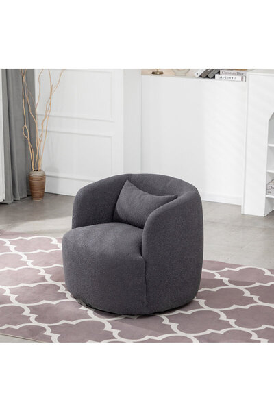 homejoyz Swivel Chair Boucle Fabric and Suede Wood - Celine - 80X85X85 cm