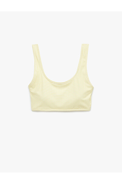 Koton Covered U-Neck Gingham Sleeveless Sports Bra
