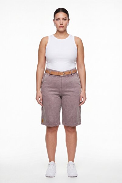 EXİTLİNE Women's Brown Summer Capri Pants with Elastic Waist, Special Belt, J...