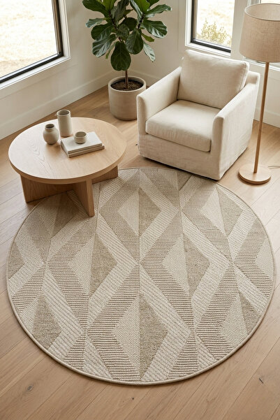 Bonny Home Modern Dekoratif Yuvarlak Salon Yatak Odası Halısı Rölyef Dokulu Ş...