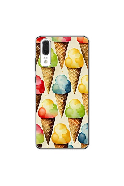 OEM Калъф, съвместим с Huawei P20, силиконов гел TPU модел с десен на сладолед