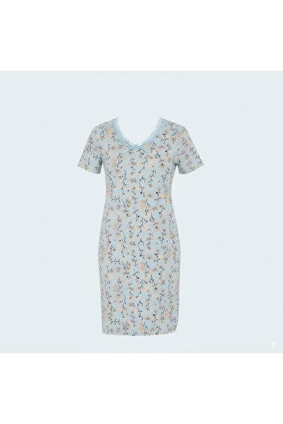 Generic Plus Size Soft Viscose Night Dress - Short Sleeves & Delicate Lace Ne...