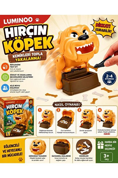 Luminoo Hırçın Köpek Kutu Oyunu Kemik Yakalama Refleks ve Dikkat Oyunu