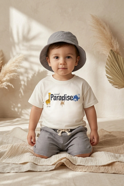Babydonat مجموعة سفاري أدفينتشرر للأولاد المكونة من 3 قطع - تي شيرت مطبوع علي...
