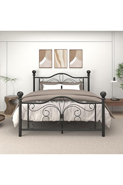 MarketMob Pat Timeless Metalic 160x200 cm, negru, cu somieră inclusă MB22