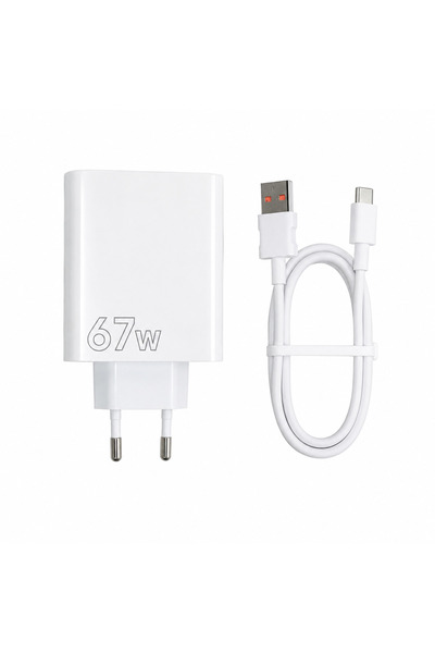 xzemzer 67W Turbo Hızlı Şarj Aleti USB-A Çıkışlı Adaptör Type-C Kablo