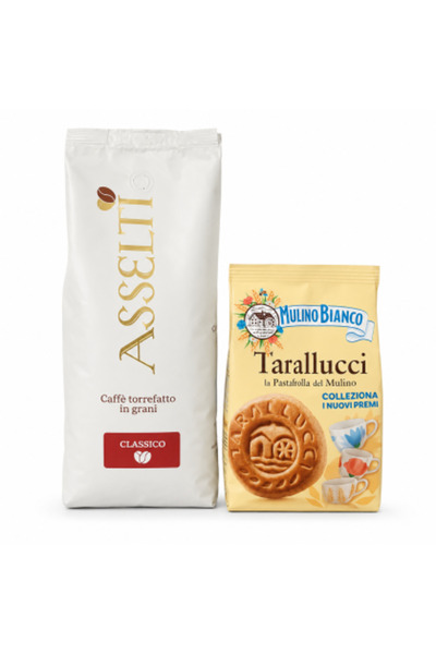 Asselti ®   Set Italia – 1 x cafea boabe Classico 1000g + 1 x biscuiți Mulino...