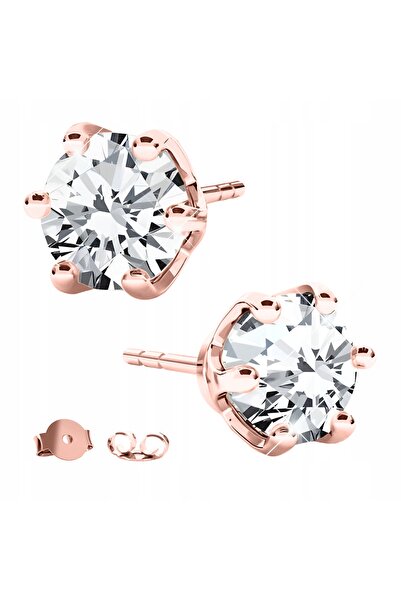 Larezo Cercei Rotunzi Din Argint 925 Placati Cu Aur Roz 18K, Model Clasic Cu ...