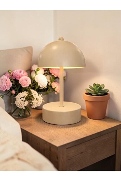 AVİZEM360 Mantar Kablosuz PİLLİ LED Masa Lambası Dekoratif Gece Lambası
