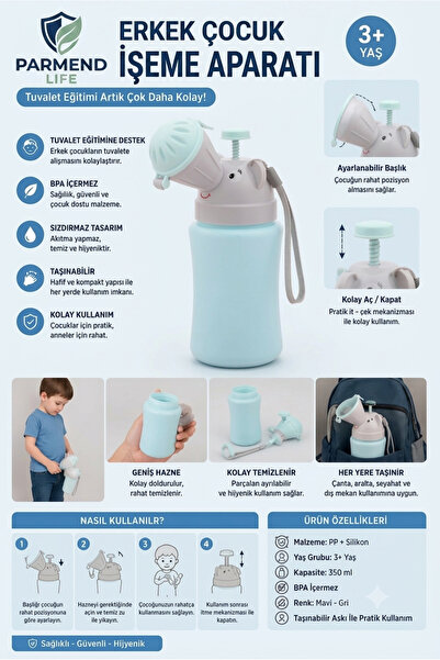 Parmend Life Taşınabilir Çocuk Pisuar Bebek lazımlık Acil Tuvalet