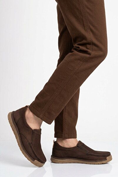AYAKMOD Brown Nubuck Genuine Leather Men's Casual Shoes 62400 m