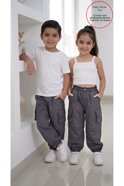 SmallTouch Unisex Kız Çocuk ve Erkek Çocuk Paçası ve Beli Ayarlanabilir Lasti...
