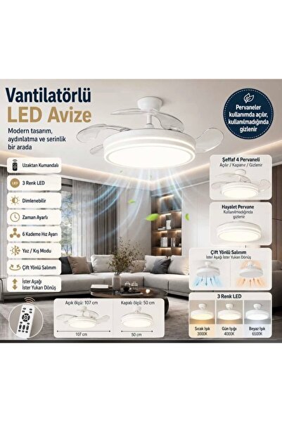 ADOĞAN Uzaktan kumandalı ledli vantilatör