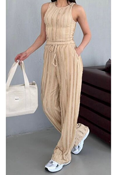 rose tml giyim Women's Zero Sleeve Blouse Wide Leg Pants Set