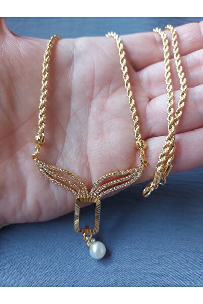 GEZERGOLD TAKI gram uyumlu geyik boynuzu 22ayar kaplama halat kolye 60cm