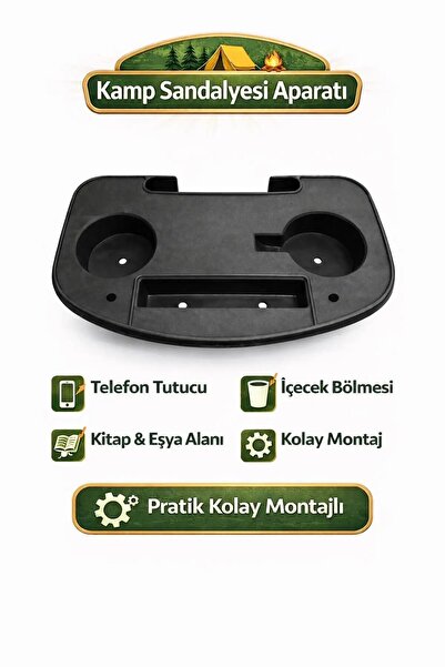 Galeriyo Camping Chair Cup Holder and Phone Holder Stand Black