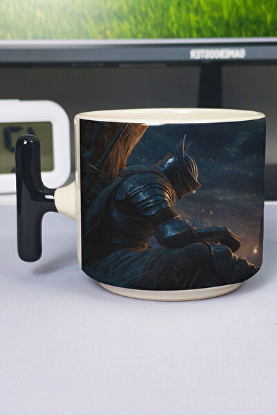 ZipZap Dark Souls Printed Ceramic Luxury Mug (1 Piece) T-Shaped Special Black...