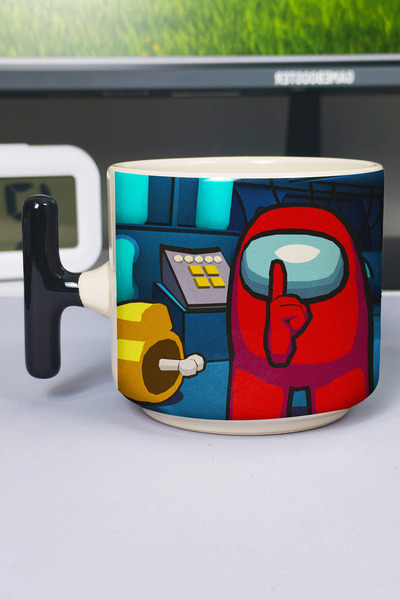ZipZap Among Us Printed Ceramic Luxury Mug (1 Piece) T-Shaped Special Black H...