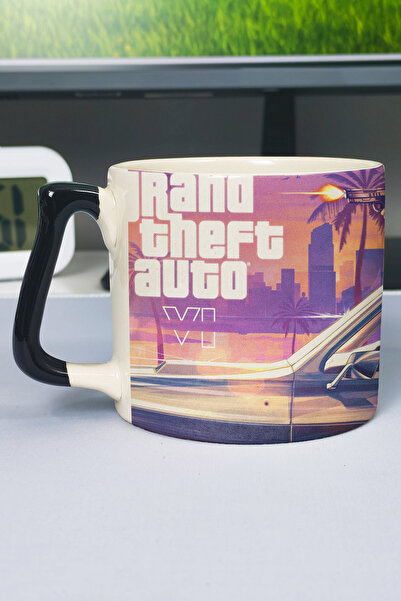 ZipZap Gta 6 Printed Ceramic Luxury Mug (1 Piece) Custom Black Handle Wave Ha...