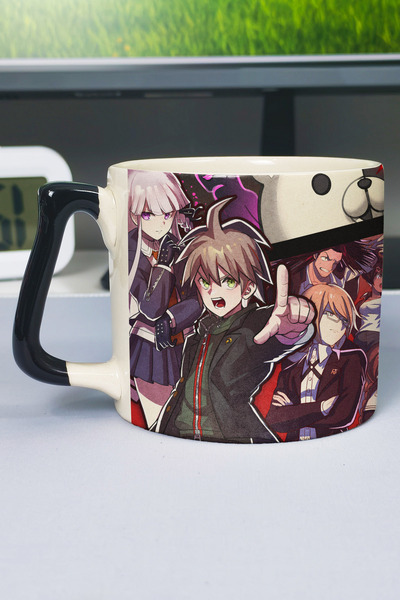 ZipZap كوب سيراميك فاخر مطبوع عليه Danganronpa (قطعة واحدة) بمقبض أسود خاص بم...