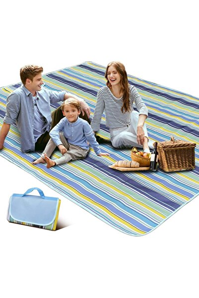 urevo Portable Waterproof Picnic and Beach Blanket, 180x145cm, Green and Blue...