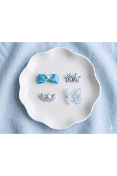 Jeevee Hairless Baby Hair Clips Set of 4 - Bow & Butterfly Glitter Heart Star...
