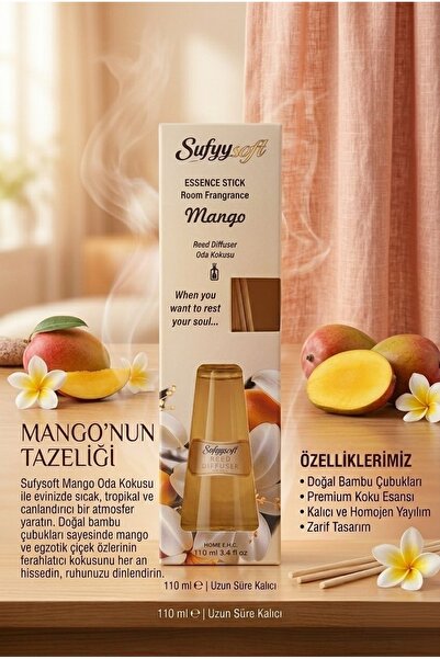 safestore Mango Aromalı Çubuklu Oda Kokusu - Bambu Çubuklu Ev Parfümü 110 ml