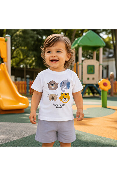 MBK GARDEN Boy's Printed Shorts Set 1-4 Years Old Summer Casual Cotton Two-Pi...