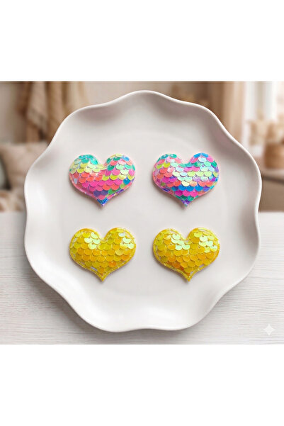 Jeevee Set of 4 Heart Sequin Sparkling Side Buckles for Children and Adults