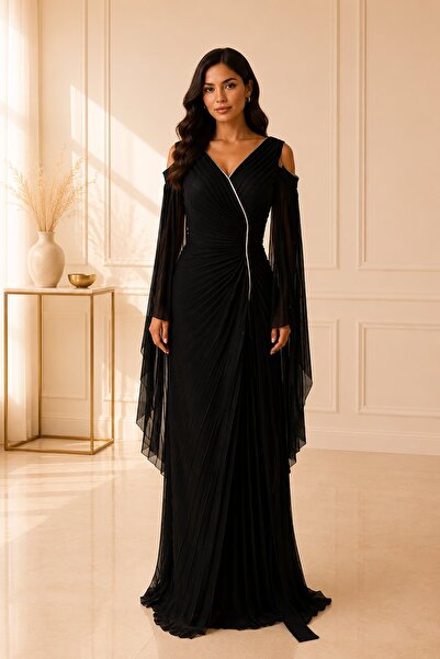 Rain and River Sun Draped Cape Evening Dress