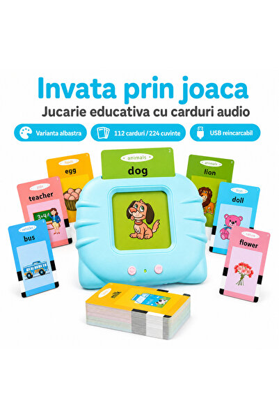 iTin Монтесори образователна играчка с четец за карти, 112 карти, 224 думи, а...