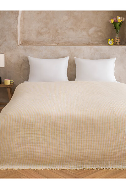 LC Waikiki Nevavm Double Cotton Muslin Bedspread with Difference in Color