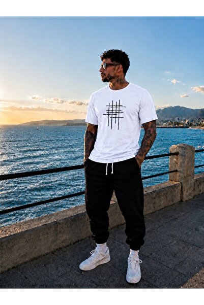 FAEL LİFE Unisex Wide-Let T-Shirt and Trackpants Set with Sticker Print