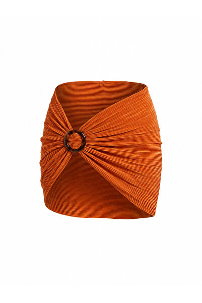 AQUELLA Textured Orange Skirt with Buckle