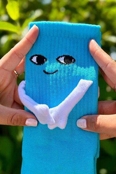 LouSocks جوارب زرقاء للجنسين - زوج واحد من الجوارب اللطيفة ذات التعبيرات الوجهية