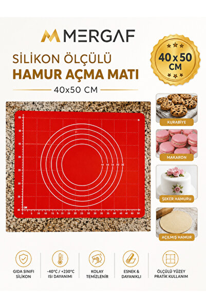 MERGAF Yapışmaz Silikon Silpat • Ölçülü Hamur Açma Matı