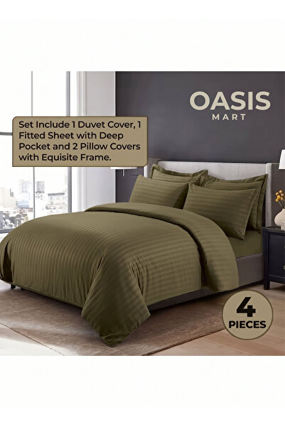 Generic 4-Piece Luxury King Size Striped Bedding Set – Duvet Cover 220×240 cm...