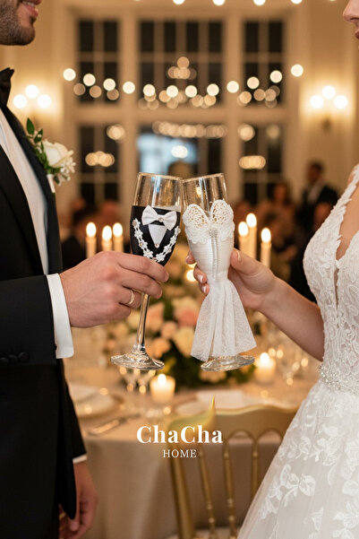 ChaCha Home Pahar de lux cu tematică de nuntă pentru mire și mireasă