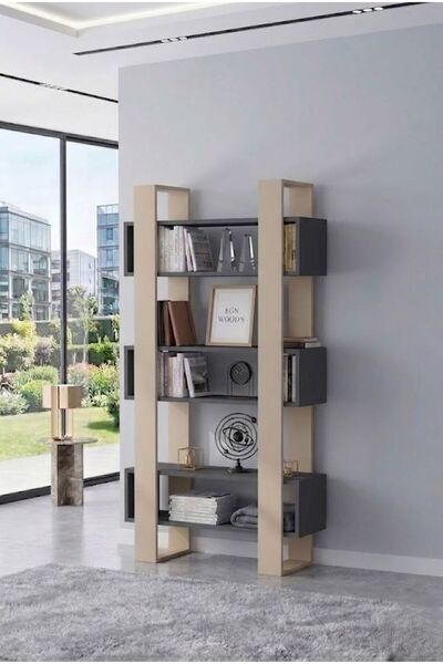 EGN WOODS Modern Dekoratif Kitaplık - 180x80 cm Kütüphane - Çok Renk Seçenekl...