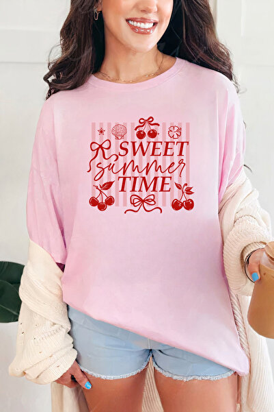 Sarah's Boutique Women's T-shirt – 100% cotton – Cherry Stripes