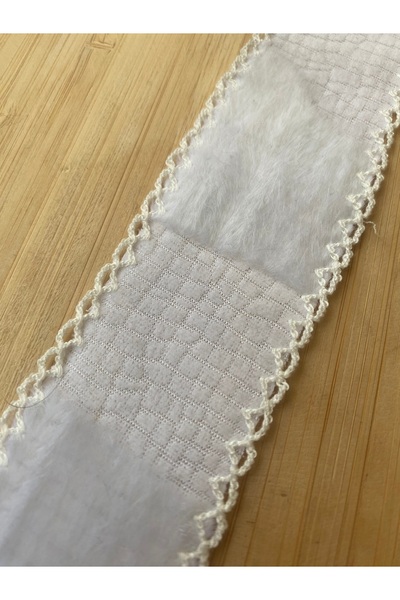 Lorin hobi Fur Detailed Edge Crochet Decorative Strip Width: 4.5 cm Length: 1...