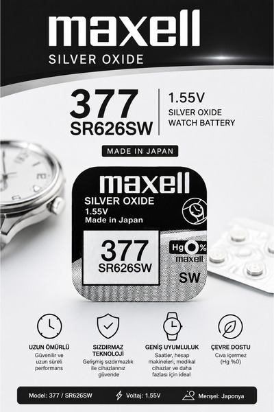 Leerybee Pil Saat Ve Elektronik Cihaz Pili Gümüş Oksit 1.55V 377/AG4/SR626/LR...