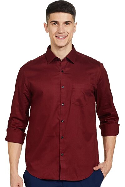 Diverse Men's Slim-Fit Full Button Shirt (DCMFF01SC15L40-3045N, Maroon, 39), ...