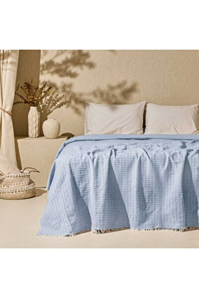 Evidea Soft Milva Çift Kişilik Çok Amaçlı Örtü - Mavi - 200x230 cm