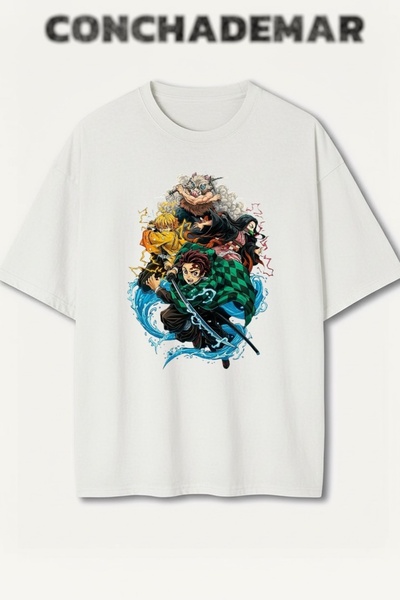 Vordevia Demon Slayer Printed Colorful Oversize T-Shirt Printed Premium Overs...